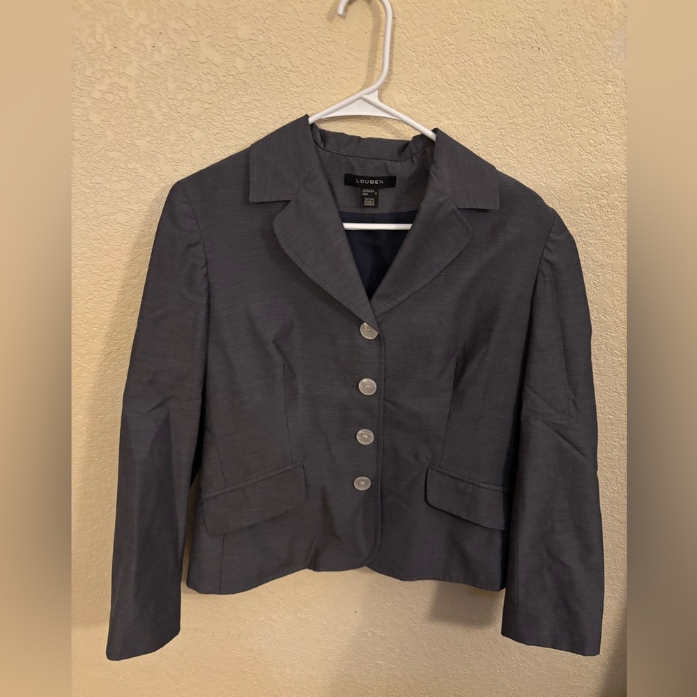 Louben Women's Blue Gray Lined Blazer, size 8